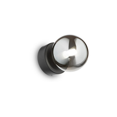 Ideal Lux Perlage Wall Lamp BlackWith Glass Shade from B&Q