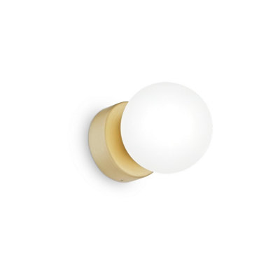 B&Q -  Luminosa Perlage Wall Lamp BrassWith Glass Shade