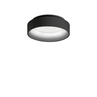 Ideal Lux Ziggy Round 30Cm Integrated Led Semi Flush Light Black3000KNon-Dim from B&Q