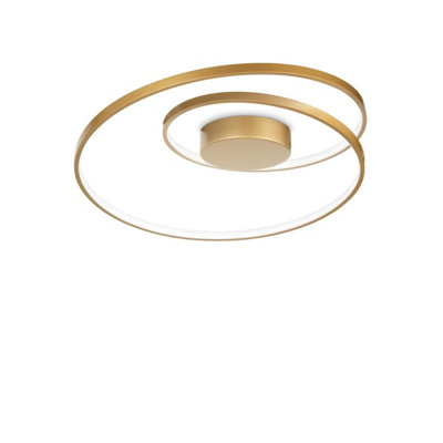 Ideal Lux Oz Dimmable Swirl Integrated Led Semi Flush Light Brass3000K from B&Q