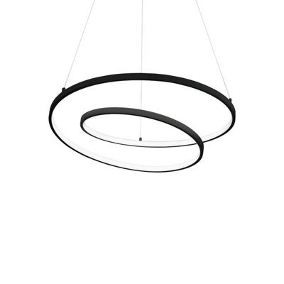 B&Q -  Luminosa Oz Dimmable Swirl 60Cm Integrated Led Pendant Ceiling Light Black3000K