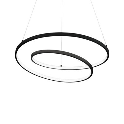 Ideal Lux Oz Dimmable Swirl 80Cm Integrated Led Pendant Ceiling Light Black3000K from B&Q