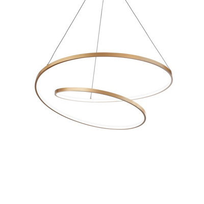 Ideal Lux Oz Dimmable Swirl 80Cm Integrated Led Pendant Ceiling Light Brass3000K from B&Q