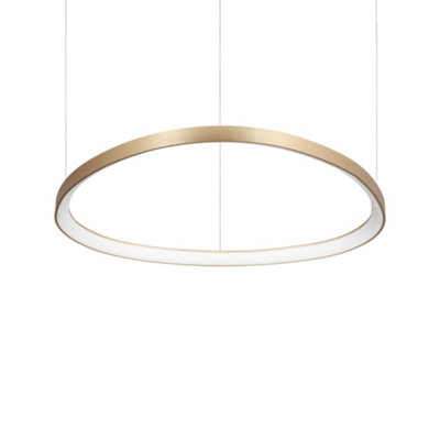 B&Q -  Luminosa Gemini 81Cm Dali Integrated Led Pendant Ceiling Light Brass 7600Lm 3000K