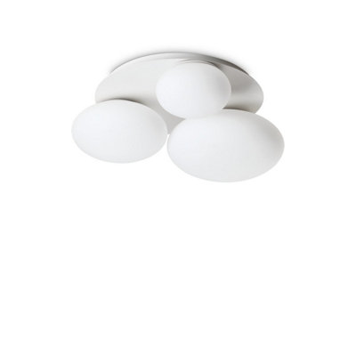 Ideal Lux Ninfea 3 Light Round Decoratiglass Flush Ceiling Light White from B&Q