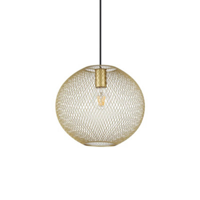 Ideal Lux Net Wire Frame 29Cm Pendant Ceiling Light Gold from B&Q