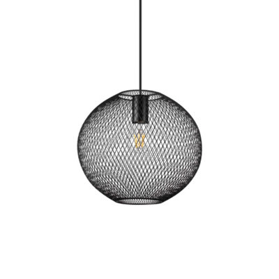 Ideal Lux Net Wire Frame 29Cm Pendant Ceiling Light Black from B&Q