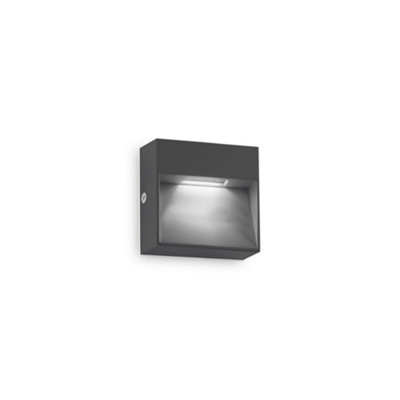 Ideal Lux Dedra Integrated Led Outdoor Square Flush Wall Lamp Anthracite 160Lm 3000K Ip65 from B&Q
