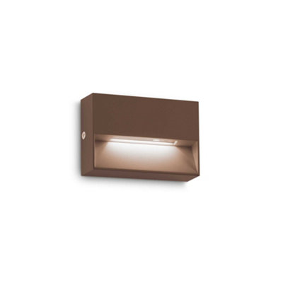 Ideal Lux Dedra Integrated Led Outdoor Rectangle Flush Wall Lamp Coffee 160Lm 3000K Ip65 from B&Q