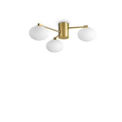 Ideal Lux Hermes 3 Light 60Cm Globe Ceiling Light Brass from B&Q