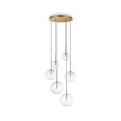 Ideal Lux Equinoxe 6 Light Cluster Pendant Ceiling Light Brass from B&Q