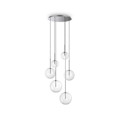 Ideal Lux Equinoxe 6 Light Cluster Pendant Ceiling Light Chrome from B&Q