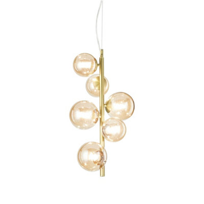 Ideal Lux Perlage 6 Light Globe Pendant Ceiling Light Brass from B&Q