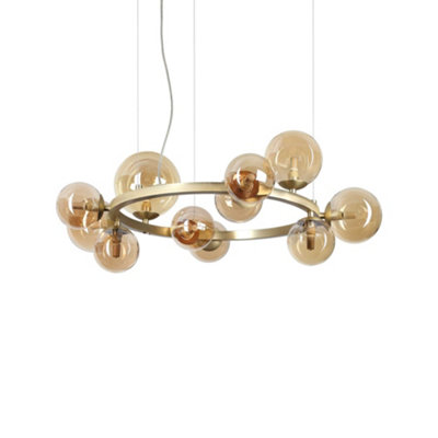 Ideal Lux Perlage 11 Light Globe Pendant Ceiling Light Brass from B&Q