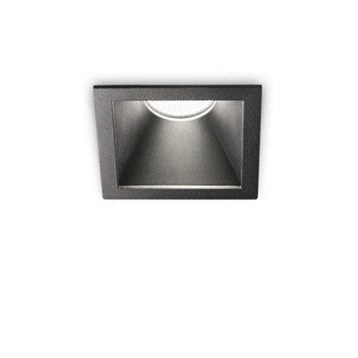 Ideal Lux Game Integrated Led Square Recessed Downlight Black 1100Lm 3000K from B&Q