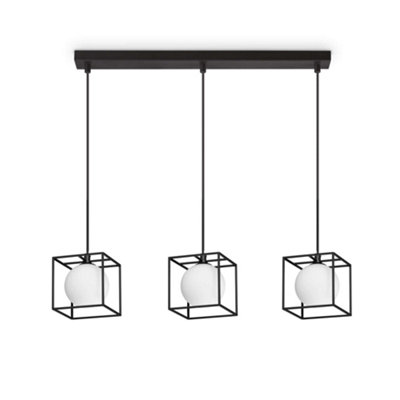 Ideal Lux Lingotto 3 Suspension Bar Pendant Ceiling Matte Light/Black