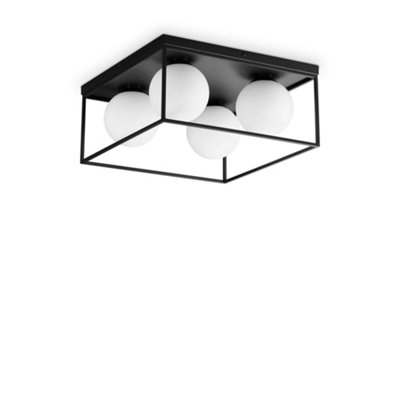 Ideal Lux Lingotto 4 Light Globe Ceiling Light Black from B&Q