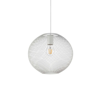 Ideal Lux Net Wire Frame 29Cm Pendant Ceiling Light White from B&Q
