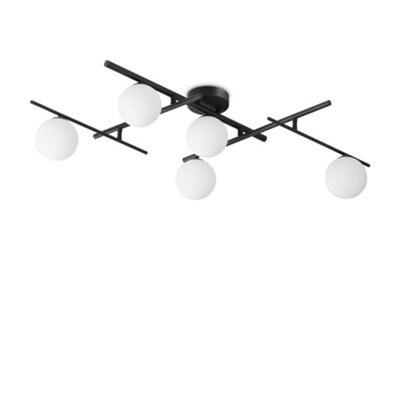 Ideal Lux Atlas 5 Globe Ceiling Light/Black