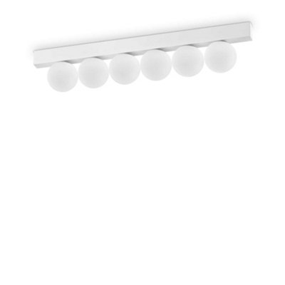 Ideal Lux Ping Pong 6 Light Globe Ceiling Light White 1500Lm 3000K from B&Q