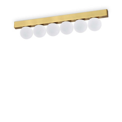 Ideal Lux Ping Pong 6 Light Globe Ceiling Light Brass 1500Lm 3000K from B&Q
