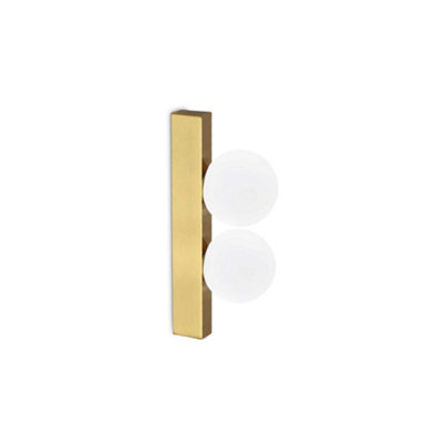 Ideal Lux Ping Pong 2 Light Wall Lamp Brass 500Lm 3000K from B&Q
