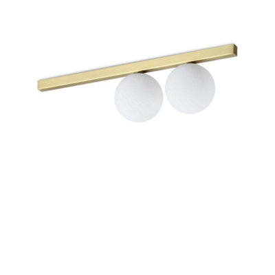 Ideal Lux Binomio 2 Light Globe Ceiling Light Brass from B&Q