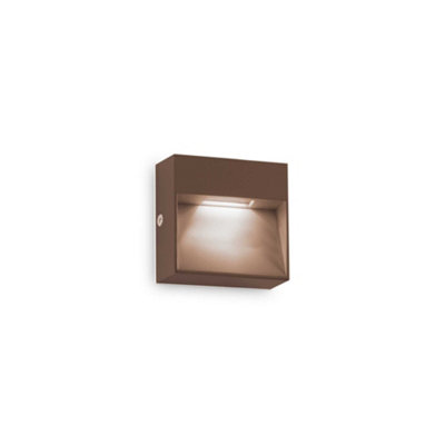 Ideal Lux Dedra Integrated Led Outdoor Square Flush Wall Lamp Coffee 160Lm 3000K Ip65 from B&Q