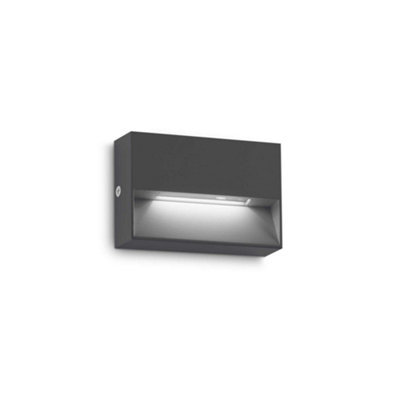Ideal Lux Dedra Integrated Led Outdoor Rectangle Flush Wall Lamp Anthracite 160Lm 3000K Ip65