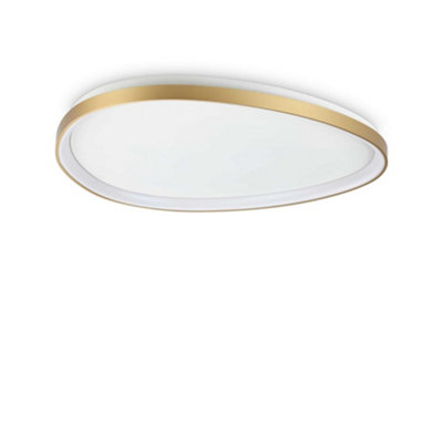 B&Q -  Luminosa Gemini 81Cm Dali Integrated Led Semi Flush Light Brass 5400Lm 3000K