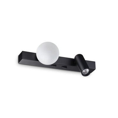Ideal Lux Ping Pong Reading Wall Light Black 3000K from B&Q
