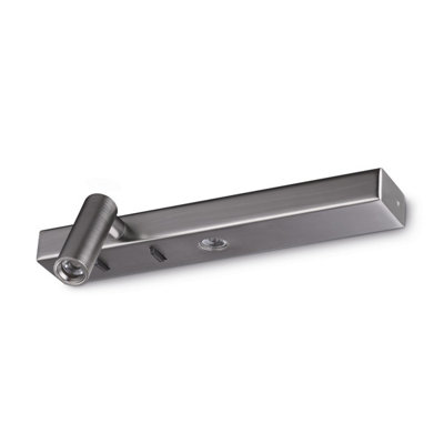 B&Q -  Luminosa Bonne Nuit Left Led Reading Wall Light Nickel 3000K