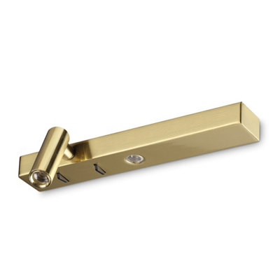 B&Q -  Luminosa Bonne Nuit Left Led Reading Wall Light Brass 3000K