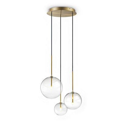 Luminosa Lighting Luminosa Equinoxe Cluster Pendant Ceiling Light Brass 3X G4 from B&Q