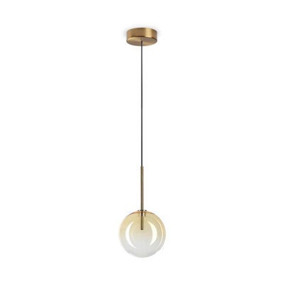 Ideal Lux Equinoxe 15Cm Globe Pendant Ceiling Light Shaded Amber from B&Q