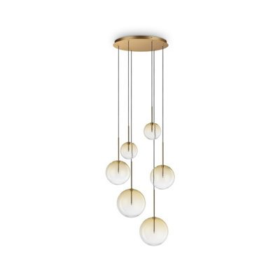 Ideal Lux Equinoxe 6 Light Cluster Pendant Ceiling Light Shaded Amber from B&Q