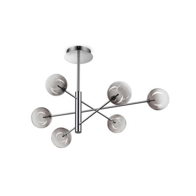 Ideal Lux Equinoxe 6 Light Multi Arm Pendant Ceiling Light Smoke Grey from B&Q