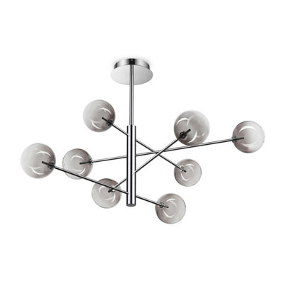 Ideal Lux Equinoxe 8 Light Multi Arm Pendant Ceiling Light Smoke Grey from B&Q