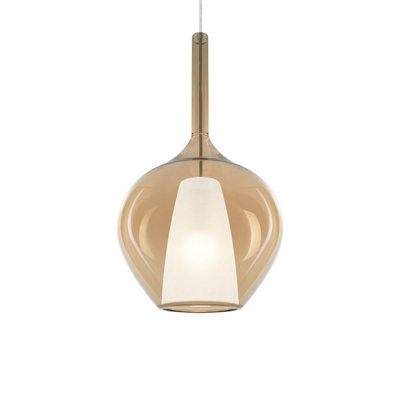 Luminosa Lighting Luminosa Kalique I 28Cm Dome Pendant Ceiling Light Amber 1X E27 from B&Q