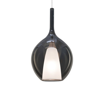 Luminosa Lighting Luminosa Kalique Il 28Cm Globe Dome Pendant Ceiling Light Smoke 1X E27 from B&Q