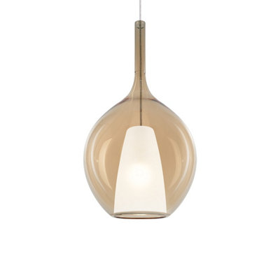 Luminosa Lighting Luminosa Kalique Il 28Cm Globe Dome Pendant Ceiling Light Amber 1X E27 from B&Q