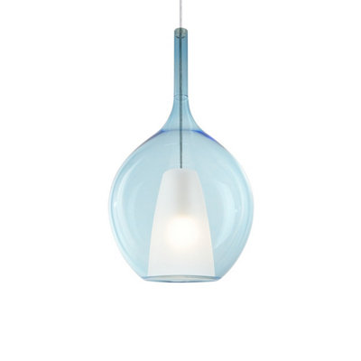 Luminosa Lighting Luminosa Kalique Il 28Cm Globe Dome Pendant Ceiling Light Sky Blue 1X E27 from B&Q