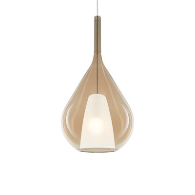 Luminosa Lighting Luminosa Kalique Ill 28Cm Teardrop Dome Pendant Ceiling Light Amber 1X E27 from B&Q