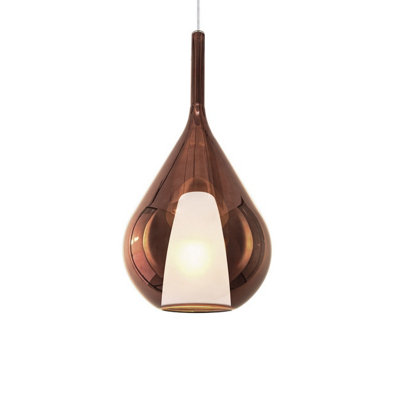 Luminosa Lighting Luminosa Kalique Ill 28Cm Teardrop Dome Pendant Ceiling Light Copper 1X E27 from B&Q