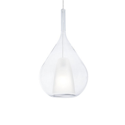 B&Q -  Luminosa Kalique Ill 28Cm Teardrop Dome Pendant Ceiling Light Transparent 1X E27