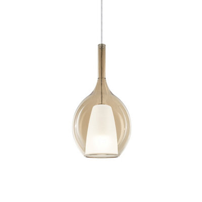 Luminosa Lighting Luminosa Kalique Il 18Cm Globe Dome Pendant Ceiling Light Amber 1X E27 from B&Q