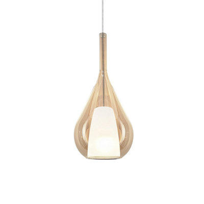 Luminosa Lighting Luminosa Kalique Ill 18Cm Teardrop Dome Pendant Ceiling Light Amber 1X E27 from B&Q