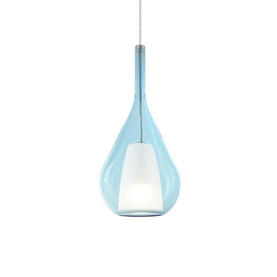 Luminosa Lighting Luminosa Kalique Ill 18Cm Teardrop Dome Pendant Ceiling Light Sky Blue 1X E27 from B&Q