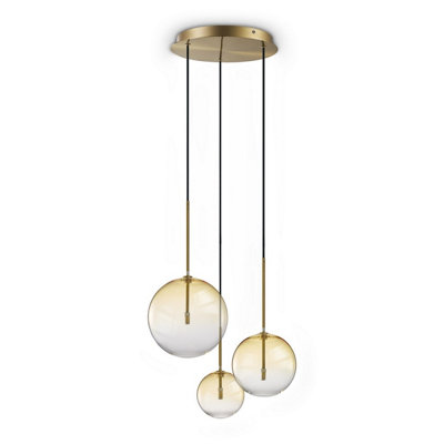 Luminosa Lighting Luminosa Equinoxe Cluster Pendant Ceiling Light Shaded Amber 3X G4 from B&Q