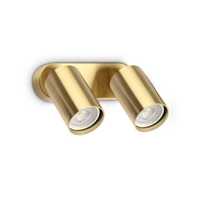 B&Q -  Luminosa Dynamite Twin Ceiling Spotlight Brass 2X Gu10